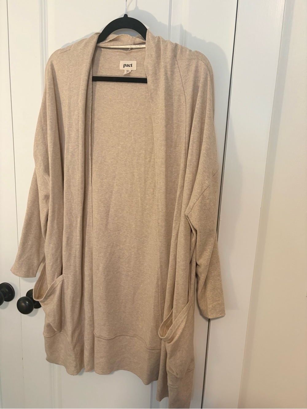 Pact Lightweight Open-Front Cardigan in Beige-Cream